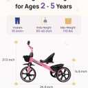 KRIDDO Tricycle for 2-5 Year Olds - Pink Toddler Trike With Gift for 24 Month to 4 Year Old Girls