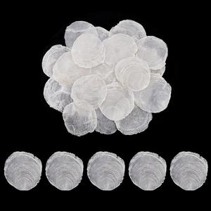 PH PandaHall 60pcs Undrilled Capiz Shells, 2~3.5 inch Large Shells Natural Capiz Sea Shell NO Hole White Shell Pieces for Place Cards Wind Chimes Handcrafts Jewelry Lampshades Making