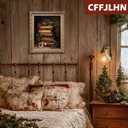 2 x CFFJLHN Vintage Christmas Book Wall Art Decor, Rustic Christmas Bookish Library Pictures Poster Art Prints, Dark Moody Xmas Wall Decor for Home Bedroom Reading Room, 8x10 Inches Unframed