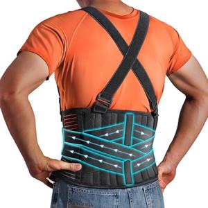 QIBODA Plus Size 4XL/5XL Work Back Brace with 2 Removable Suspender Straps, Back Posture Corrector for Heavy Lifting Safety Protector, Back Support Belt for Men Women in Construction, Warehouse Jobs