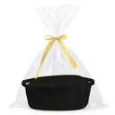 Pro Goleem Small Woven Basket with Gift Bags and Ribbons Durable Baskets for Gifts Empty Small Rope Basket for Storage 12"X 8" X 5" Baby Toy Basket with Handles, Black