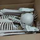 JOYIN 5 FT Halloween Skeleton Life Size, Stayable Posable Skeleton Decor, Full Body Movable Joints Giant Skeletons for Halloween Decoration Outdoor, Haunted House Prop, Spooky Scary Graveyard Party (White)