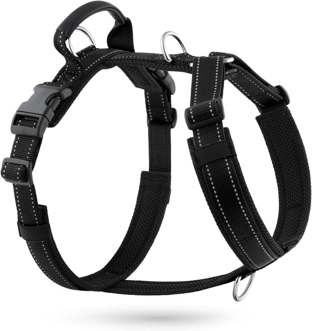 No Pull Dog Harness with Handle, Soft Mesh Padded Adjustable for Small Medium Large Dogs | Reflective Easy Walk Harness with Front Clip for Training, Running & Outdoor (Black, M)