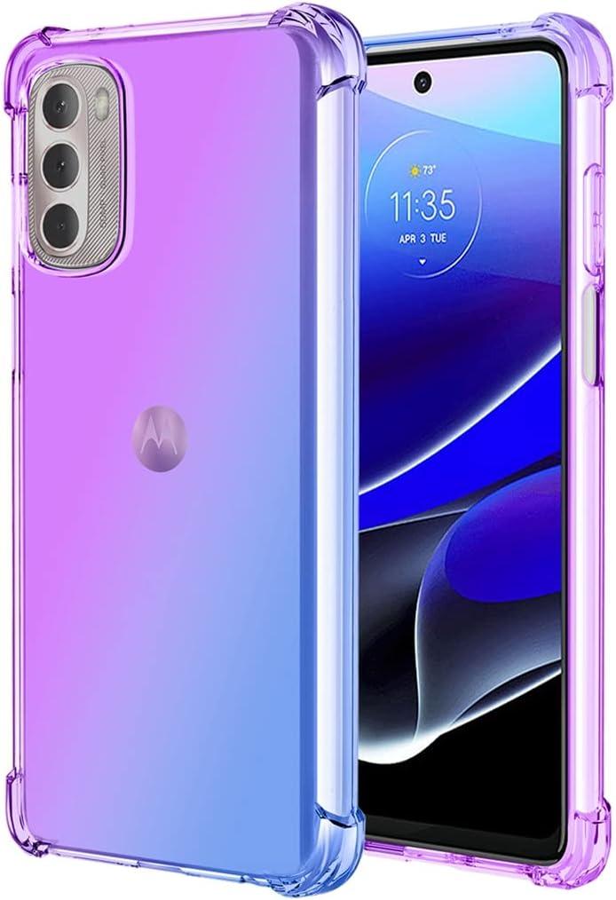 for Moto G Stylus 5G 2022 Case, XT2215DL Case, Clear Cute Gradient Phone Case Slim Anti Scratch Flexible TPU Cover Shockproof Protective Case for Motorola Moto G Stylus 5G 2022 (Purple/Blue)