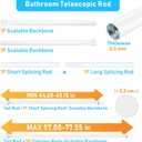 MEXAU Shower Curtain Rod 45-77 Inch White Shower Rod 7/8" Tension Curtain Rod Adjustable Curtain Rods No Drilling Shower Tension Rod Shower Curtain Tension Rod for Bathroom Windows Doorways
