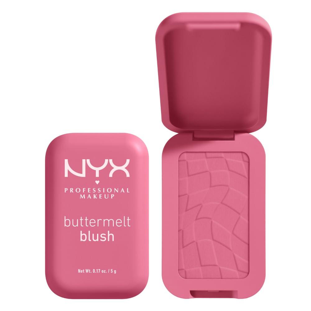NYX PROFESSIONAL MAKEUP Buttermelt Powder Blush, Fade and Transfer-Resistant Blush, Up to 12HR Make Up Wear, Vegan Formula - For The Butta (0.17 Ounce (Pack of 1))
