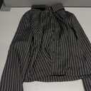 Floerns Women's Striped Button Down Shirts Long Sleeve Business Casual Blouse Top Black Small