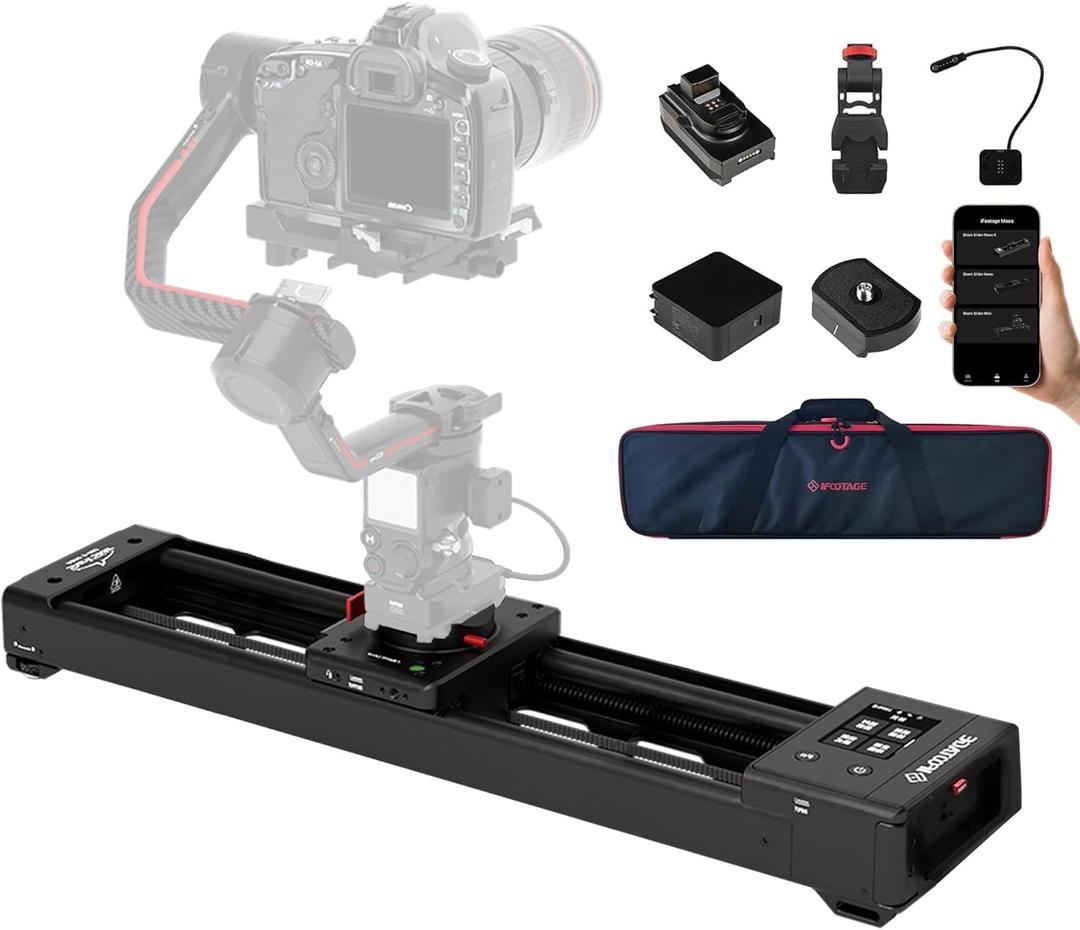 IFOOTAGE Shark Nano II Motorized Camera Slider 26"/66cm, 360-Degree Rotary Axis, Compatible with DJI RS5, RS4 Pro, RS4, RS3 Pro, RS2 Pro, RS2, Gimbals 5-Axis Coordinated Shooting