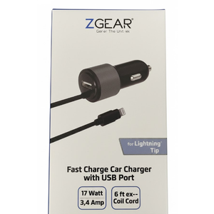 ZGEAR Fast Charge Car Charger For Apple Devices 12W 6 Feet