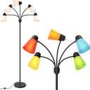 FOLKSMATE LED Floor Lamp, Medusa Multi Head Modern Tall, Rustic Adjustable Gooseneck Reading Standing Light for Living/Kids Room, Bedroom, Black