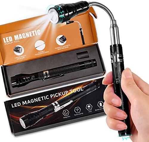 Magnetic Flashlight Gifts for Men Stocking Stuffers for Men Adults Pickup Tool Cool Extendable Magnet Telescoping Gadgets Christmas Birthday for Dad Him Husband Boyfriend Grandpa Handyman Mechanics