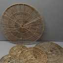 CHI AN HOME 18 Inch Boho Wall Decor  Set of 5 Woven Jute Wall Baskets, Boho Wall Art & Decorative Basket Set, Farmhouse Wall Hanging, Handwoven Wall Plates for Living Room, Bedroom  18", 14", 11", 8", 7"