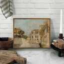 KISSFOX Vintage Venice Canal Canvas Wall Art Impressionist Retro Neutral Italy Cityscape Landscape Framed Wall Art Prints Artwork For Living Room Bedroom Kitchen (8x10 in)