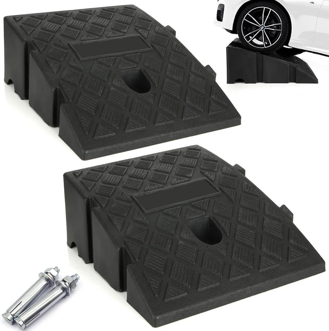 2PCS Driveway Curb Ramps 5" Rise Height Curb Ramp Interlock Curb Ramps for Driveway Low Cars Vehicles SUV Truck Motorcycle Wheelchair Bike