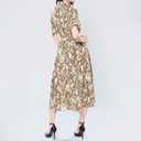 Women's Summer Leopard Print Casual Dress - Shirt Collar V-Neck Short Sleeve Flowy A-Line Dress (XL)
