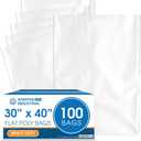 30" X 40" Open-End Flat Poly Bags (100 Count) - 2 Mil Clear Plastic Bags for Packaging, Shipping, Storage - No Adhesive Strip - Spartan Industrial