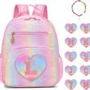 I IHAYNER Kids Glitter Initial Backpack Mini Backpack for Girls Lightweight Toddler Preschool Backpack Girls Personalized Trendy Stuff Gifts Pink L