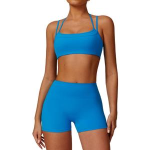 Two Piece Workout Sets For Women Sports Bra Matching High Waist Scrunch Butt Shorts Gym Yoga Athletic Clothes (Small, Blue) Two Piece Workout Sets For Women Sports Bra Matching High Waist Scrunch Butt Shorts Gym Yoga Athletic Clothes (Small, Blue)