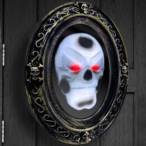 [ Motion Activated & Light Sensor Design ] Halloween Animatronic Talking Haunted Mirror with Creepy Sound and Light, Scary Halloween Decorations Indoor Wall Mounted Magic Mirror Horror Prop Decor