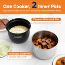 6Qt 9-in-1 Electric Pressure Cooker, Dual Inner Pots, Stainless Steel Pot and Non-Stick Pot, 12 Preset Cooking Programs with IMD Touchscreen, Safe Vent, Slow Cook, Rice Cook, Steam, Black