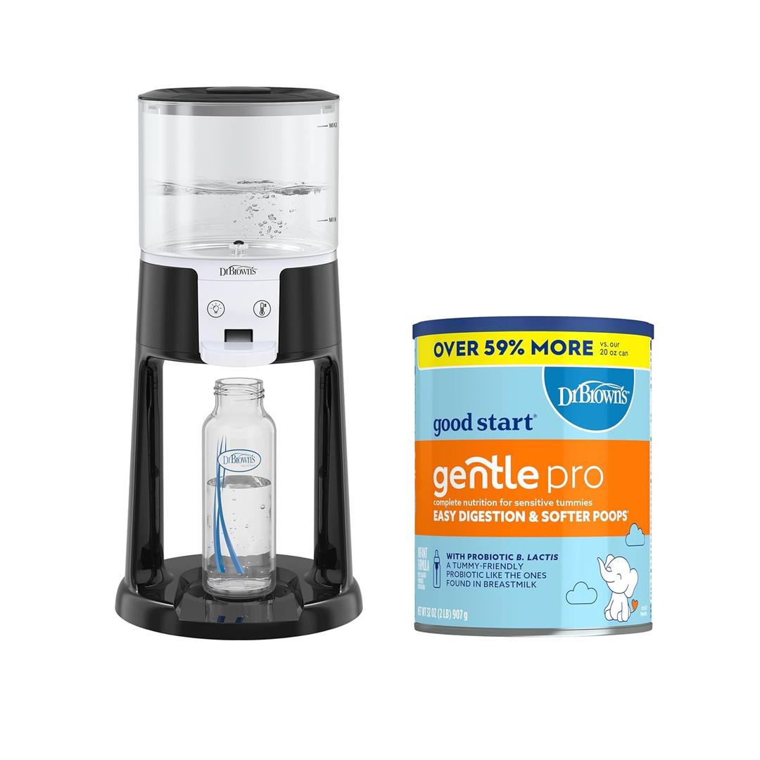 Dr. Brown's Insta-Prep Warm Water Dispenser, Black & Good Start Baby Formula Powder, GentlePro, Stage 1, Non GMO, 32 Ounce for 0-12 Months