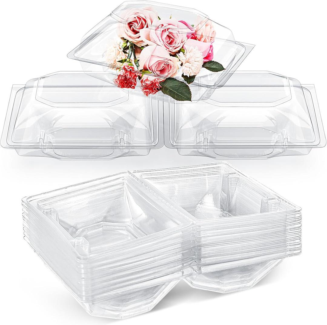 30 Pack Clear Plastic Flower Box for Corsage, Boutonniere, Rose, Orchid Prom Wedding Craft Container (4.92 x 4.13 x 3.15 Inches)