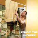 Thestoa Shower Curtain Rod Adjustable 30-80" with Holder, Anti-Rust Shower Rod & Spring Tension Shower Rod No Drill, Black Shower Curtain Rod for Bathroom Tension Rod
