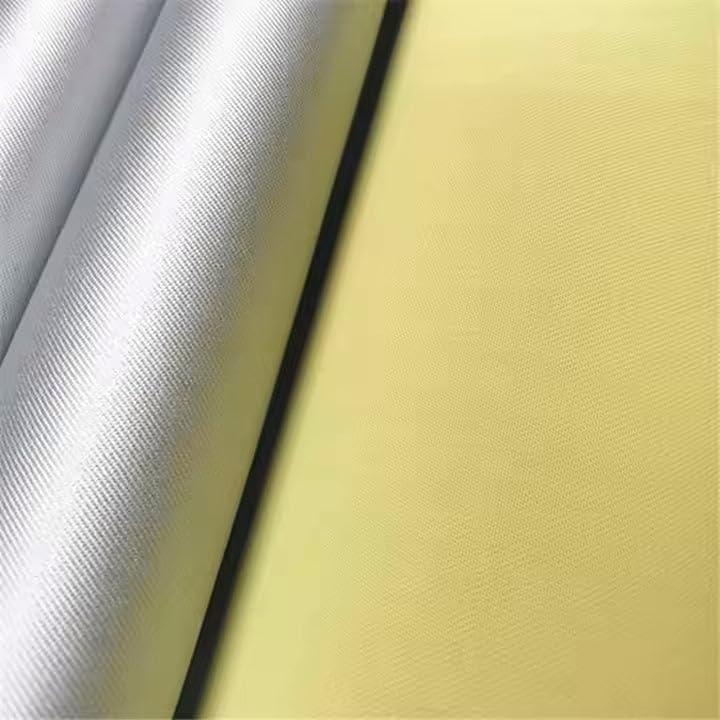 Flame Resistant Aramid Silver Coated Fabric 315GSM para Aramid 1500D Temperature Resistant Cut Resistant Fire Retardant (Silver Coated, 12 x 57)