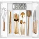 Sedegn Silverware Organizer Metal Mesh, Drawer Organizer, Utensil Cutlery Tray for kitchen drawers,Expandable Flatware Organizer with 7 Compartment White 9.6"~16.1" x 13.8"