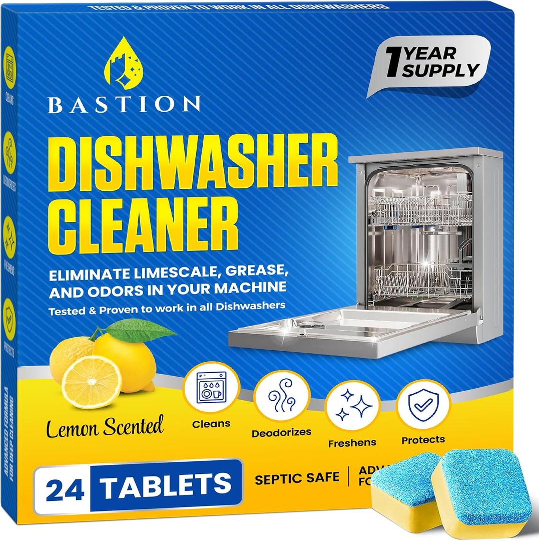 2 x Dishwasher Cleaner Tablets - 24 Tablets (1-Year Supply) Lemon-Scented, Heavy Duty Cleaning Descaler Pods for Dish Washer, Deep Cleans & Maintains Your Dishwashing Machine for Optimal Performance