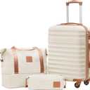 Coolife Suitcase Set 3 Piece Carry On Hardside Luggage with TSA Lock Spinner Wheels (White, S(20in))