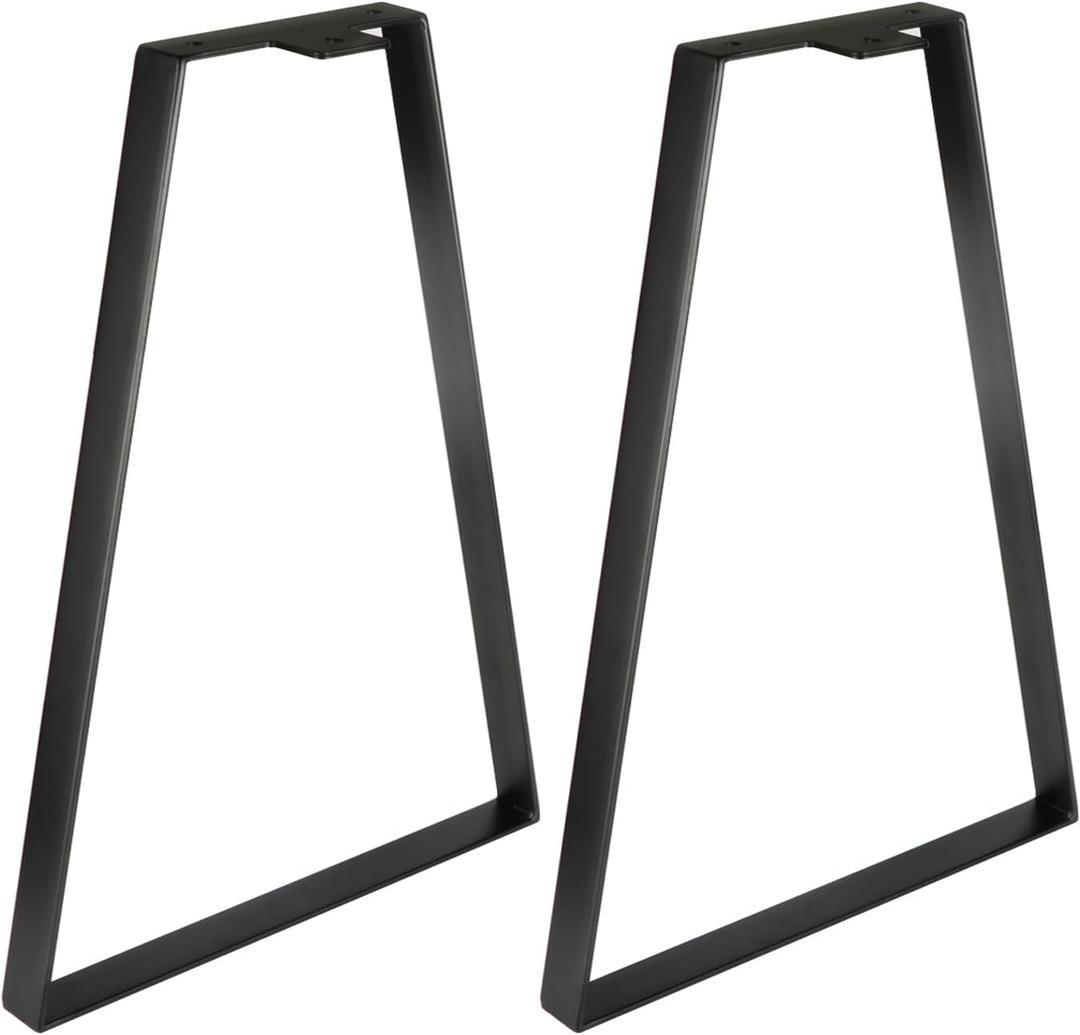 Osring 24 Inch Trapezoid Table Legs, Black Metal Furniture Feet 2pcs | Solid Steel Construction, Modern Classic Style, DIY Furniture Project for TV Stand, Coffee Table, Bench