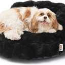 EHEYCIGA Soft Cat Couch Bed for Indoor Cats, Fluffy Small Dog Bed with Removable Washable Cover, Bolster Pet Sofa, Waterproof and Non-Slip, 23" x 23"x 7", Black