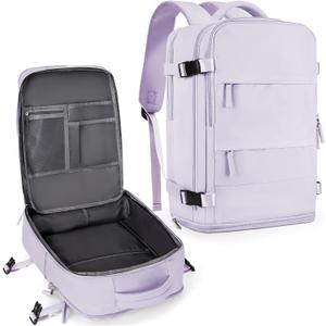 coowoz Large Travel Backpack For Women Men,Carry On Flight Approved,Hiking Waterproof Outdoor Sports Rucksack Casual Daypack Fit 15.6 Inch Laptop Shoes Compartment (Purple) (30L)