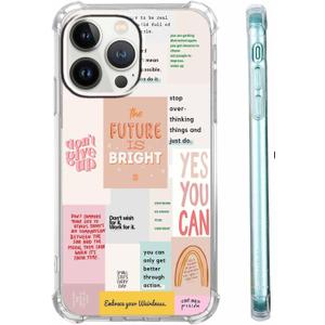 Case for iPhone 13 Pro Max with Motivational Quotes Design,Encouraging Words Collage Pattern for Teen,Soft TPU Bumper Phone Cover(13pm,Positive)