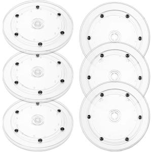 6PCS Small Lazy Susan 6 Inch, Transparent Acrylic Turntable for Cabinet Organization, 360 Degree Rotating Spice Rack for Kitchen, Fridge, Pantry & Bathroom Vanity