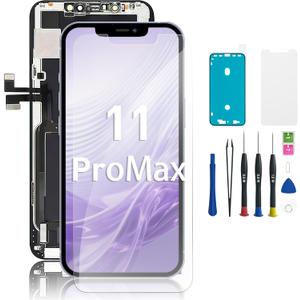 EXW for iPhone 11 PRO MAX Screen Replacement 6.5" Full HD LCD Display Digitizer, Quality Touch Screen with Repair Tools, Waterproof Seal & Protector – Compatible with A2161, A2220, A2218