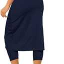 Aurgelmir Womens Tennis Skirt with Capris Leggings Golf Knee Length Skorts Athletic Long Skirts for Women with Pockets (Black, L)