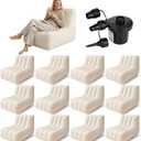 12 Pcs Inflatable Chairs for Adults, Blow up Couch with Electric Air Pump, Inflatable Chair for Movie Night Flocking Portable Blow up Furniture Beanbag Sofa for Living Room Party (Beige)