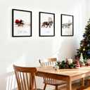 HKBS Framed Christmas Wall Art Decor, Set of 3 Christmas Wall Canvas Prints Pictures Farmhouse Santa Claus Is Coming To Town for Holiday Home Decorations Indoor (Black, 12"x16", Framed)