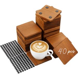 Meanplan 40 Pcs Blank Wooden Coasters, 4 x 4 x 0.28 Inch, Square, Brown
