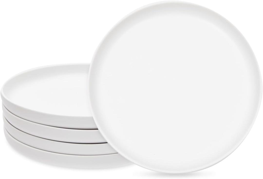 Okuna Outpost White Ceramic Dinner Plates Set of 4 Serving Dinnerware Dishes (8 Inches)
