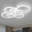 Vikaey Modern LED Flush Mount Ceiling Light, 6 Rings White Close to Ceiling Light Fixtures, Living Room Lighting Fixture Ceiling Lamp for Kitchen, Bedroom, Laundry Room, 4000K Not Dimmable