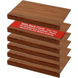 6-Pack PVC Composite Board Wire Rack Covers for Pantry - Imitation Wood-Look 24x16 Inch, Closet, Bathroom, Waterproof Scratch Resistant Easy Install, Wood Shelf Covers for Wire Shelving Brown