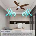 52 Inch Quiet Ceiling Fan with Integrated LED Light - Modern Low Profile Design for Living Room & Bedroom - Energy Efficient DC Motor with Remote Control