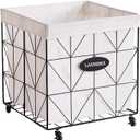 Mxfurhawa Laundry Hamper,Collapsible Laundry Basket Large Capacity Metal Laundry Hamper with Removable Liner, Rolling Wheels and Collapsible Design for Clothes Storage and Organization (210L BLACK)