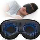 YFONG Weighted Sleep Mask, Women Men 3D Blocking Lights Sleeping Mask (4.2oz/120g), Pressure Relief Night Sleep Eye Mask with Adjustable Strap, Eye Cover Blindfold for Travel Nap Yoga, Black