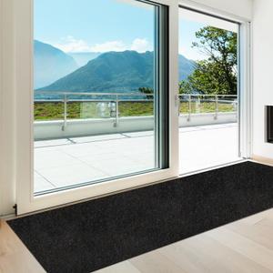 Heyroll Custom Size Hallway Runner Rug, Backed Non-Slip Waterproof, Washable Outdoor Indoor Carpet for Floor, Entryway, Kitchen, Laundry, Balcony, Garage 2' x 6', Black