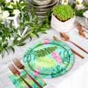 142Pcs Hawaiian Birthday Party Plates and Napkins Tropical Luau Party Decorations Palm Leaves Tableware for Summer Beach Birthday Hawaiian Luau Party Supplies