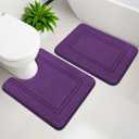YIHOUSE Memory Foam Bath Mat Set, Bathroom Rugs Sets 2 Pieces, Non Slip Bath Mats for Bathroom, Super Soft and Water Absorbent Bath Rug Set, Machine Washable U Shape Rug, Purple